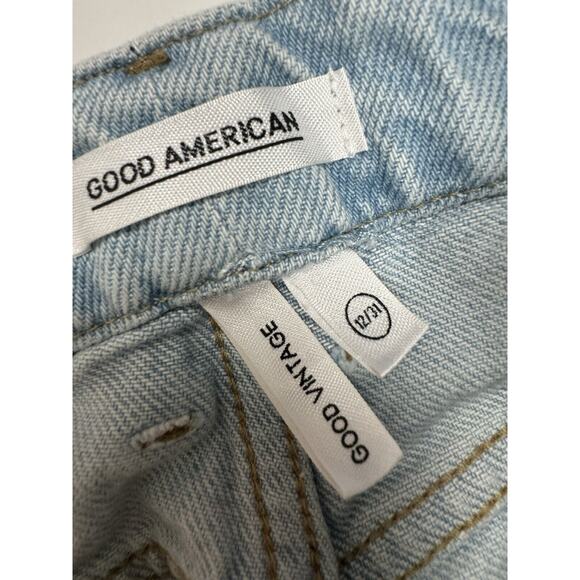 Good American Good Vintage Distressed Crop Jeans 31/12 Light Wash - Picture 9 of 10